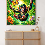 Little chimpanzee chilling — Diamond Painting Kit, product view 2