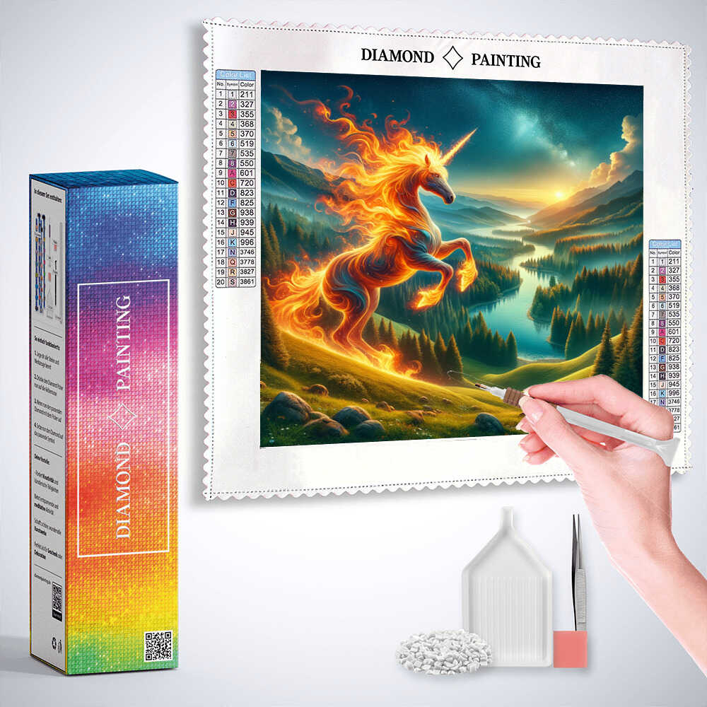 Fire Unicorn — Diamond Painting Kit, product view 3