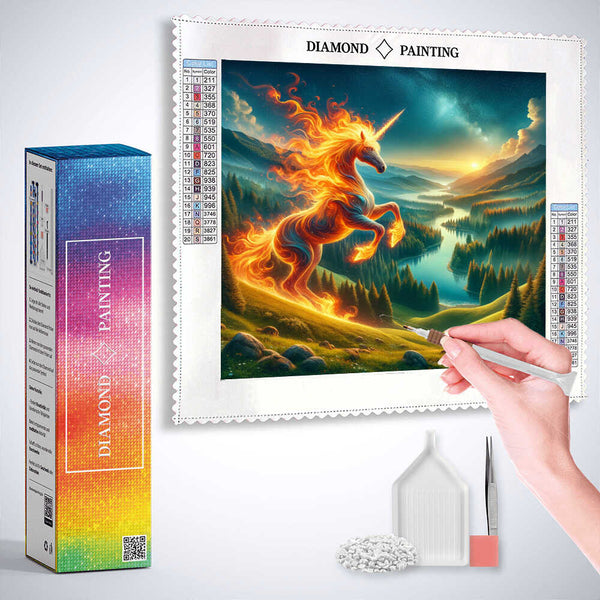 Fire Unicorn — Diamond Painting Kit, product view 3