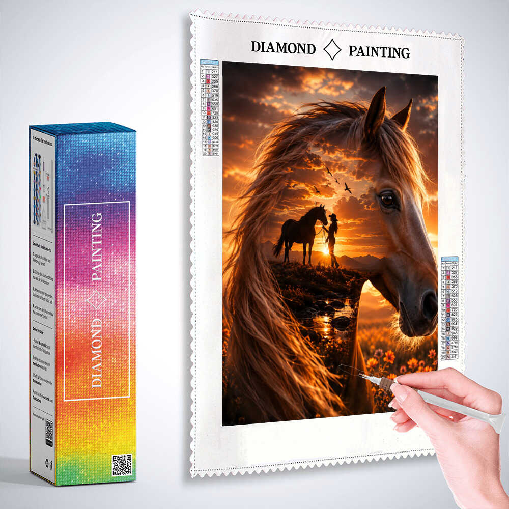 Horse at Golden Sunset — Diamond Painting Kit, product view 3