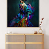 Woman with colorful dress on black background — AB Diamond Painting Kit, product view 3