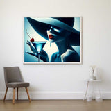 Woman with big hat drinking martini with cherry — Diamond Painting Kit, product view 2