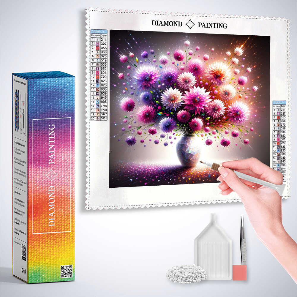 Bouquet of flowers in vase — Diamond Painting Kit, product view 3