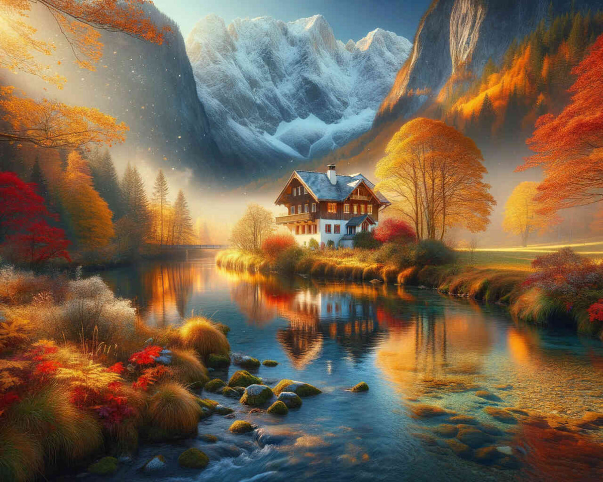 House by the Mountain — Diamond Painting Kit design