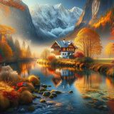 House by the Mountain — Diamond Painting Kit design