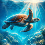 Sea turtle swims in the ocean — Diamond Painting Kit design