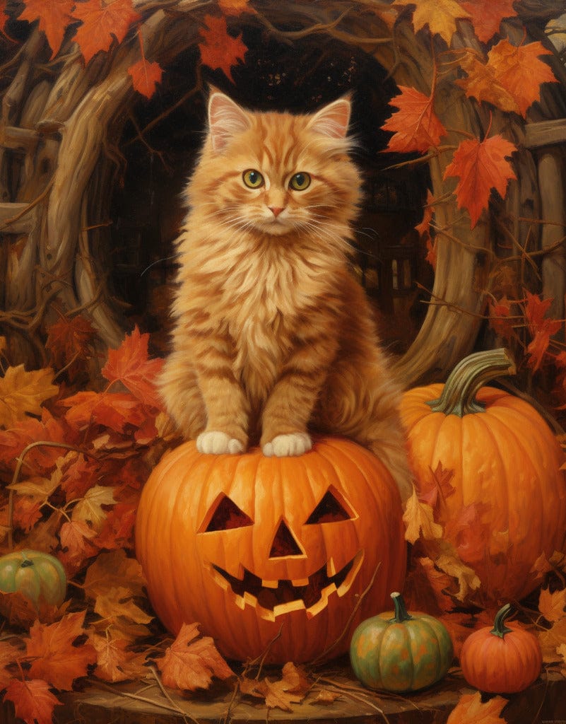 Cat in Pumpkin, Halloween — Diamond Painting Kit design