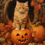 Cat in Pumpkin, Halloween — Diamond Painting Kit design