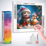 Cat with Christmas Duck — Diamond Painting Kit, product view 3
