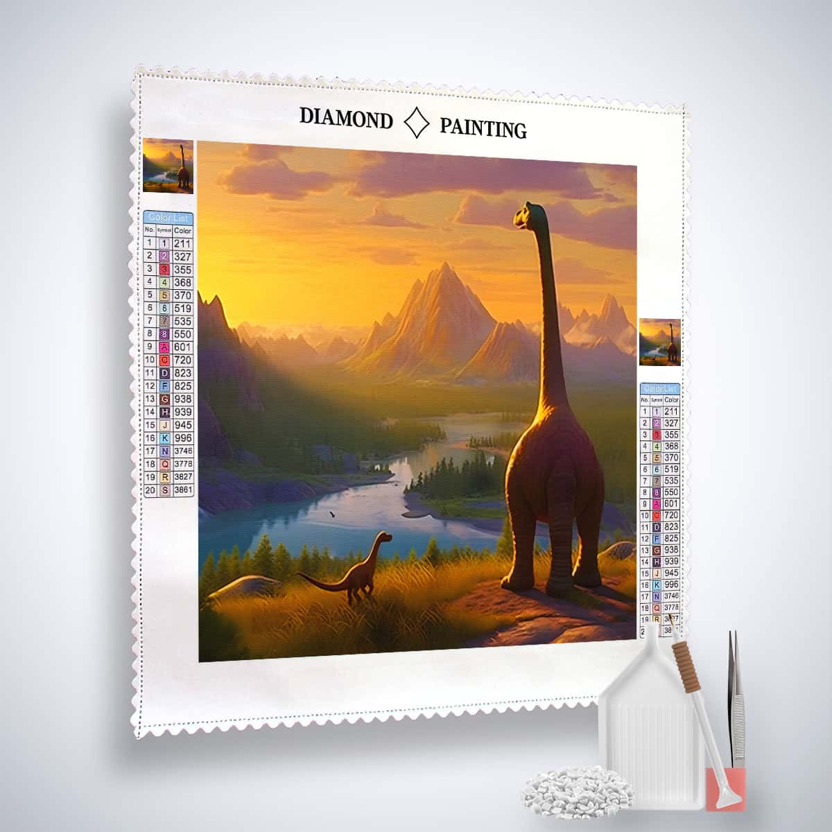 Dinosaur in front of nature — Diamond Painting Kit, product view 2