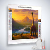 Dinosaur in front of nature — Diamond Painting Kit, product view 2