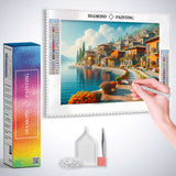 Mediterranean village by the lake — Diamond Painting Kit, product view 3
