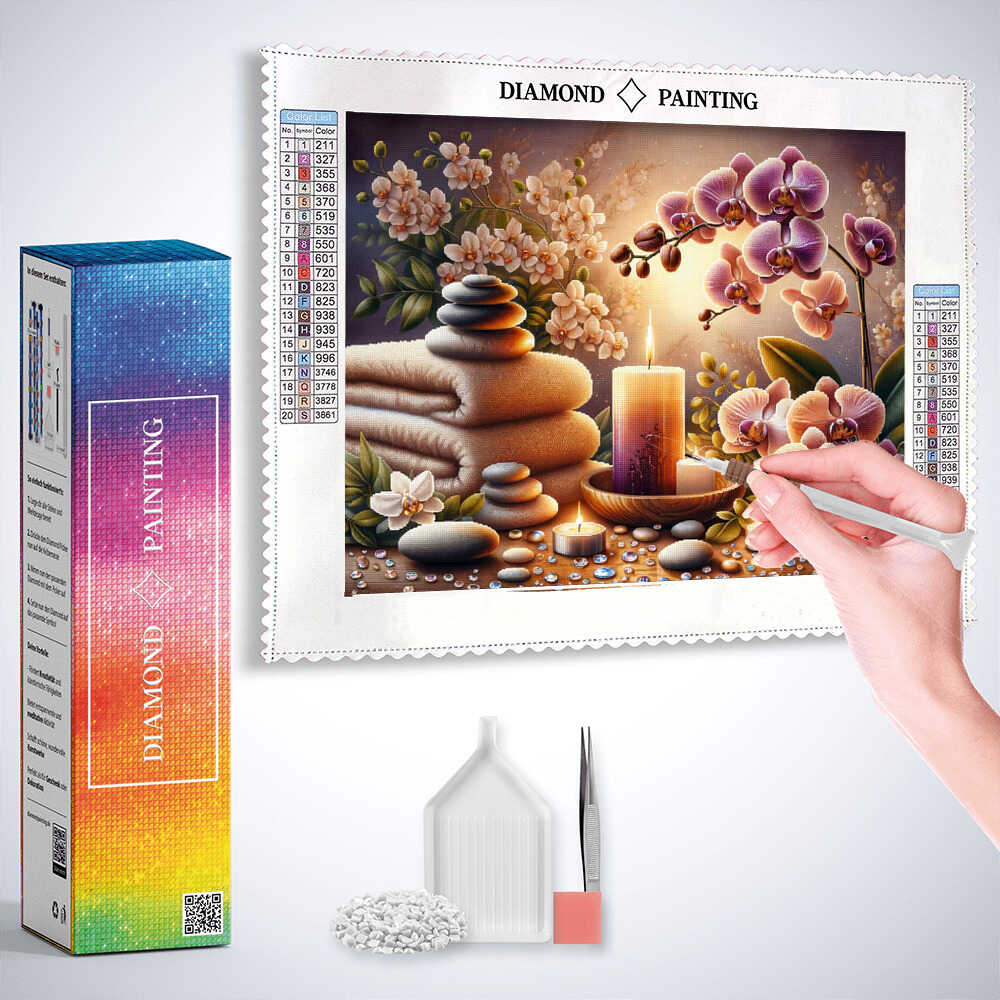 Orchids by Candlelight — Diamond Painting Kit, product view 2