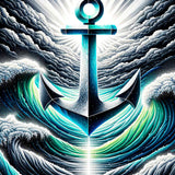 Black and white with anchor highlight — Diamond Painting Kit design