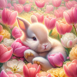 Tulip meadow rabbit — Diamond Painting Kit design