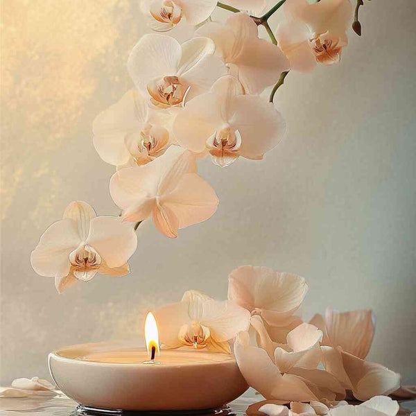 Orchid Tealights Peach Colors — Diamond Painting Kit design