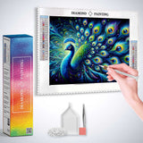 Magnificent peacock with blue plumage — Diamond Painting Kit, product view 3