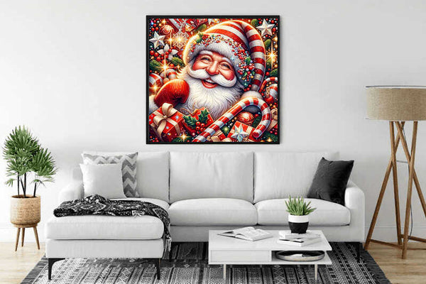 Santa Claus with striped hat — Diamond Painting Kit, product view 2
