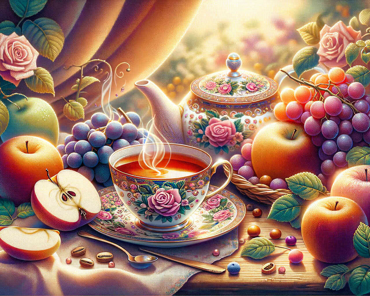 Teacup and Fruit — Diamond Painting Kit design