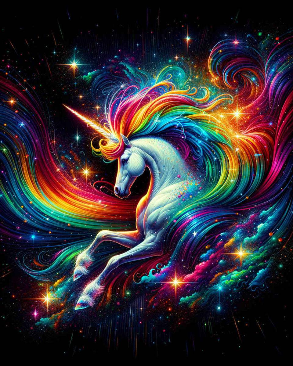 Colorful rainbow unicorn — Diamond Painting Kit design