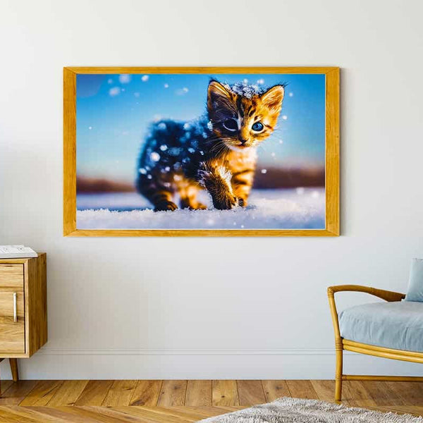 Kitten in the snow — Diamond Painting Kit, product view 4