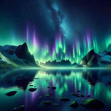 Green Aurora over the Lake — Diamond Painting Kit design
