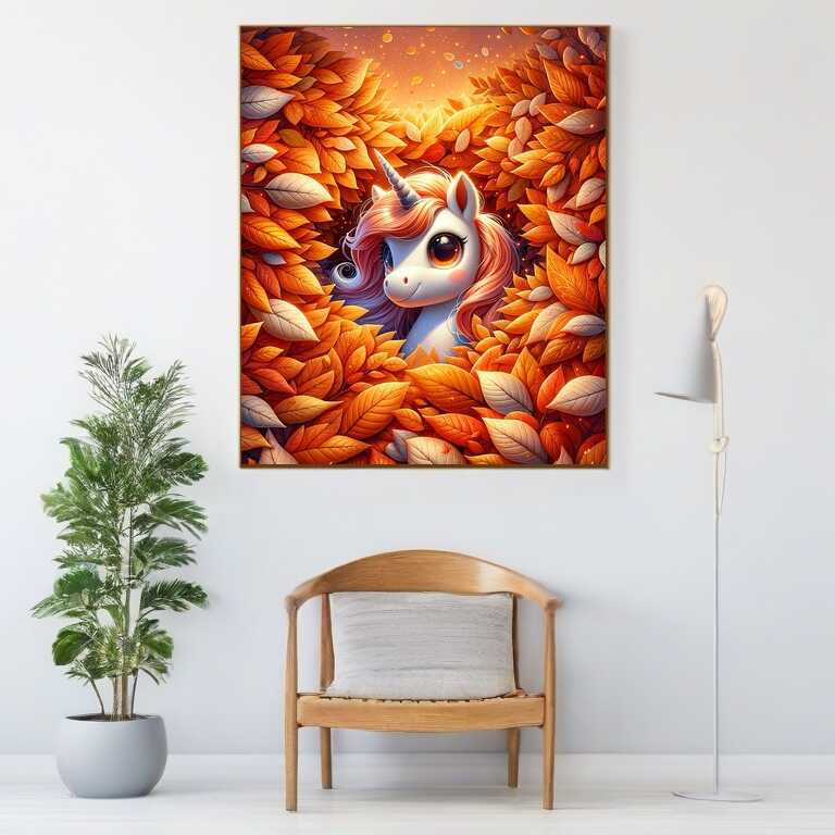 Unicorn in fall — Diamond Painting Kit, product view 2