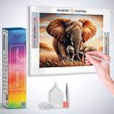 Mother Elephant with Her Calves — Diamond Painting Kit, product view 3