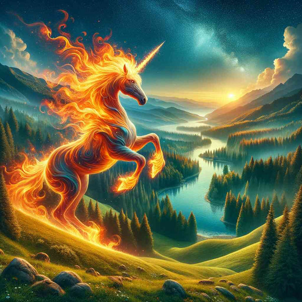 Fire Unicorn — Diamond Painting Kit design