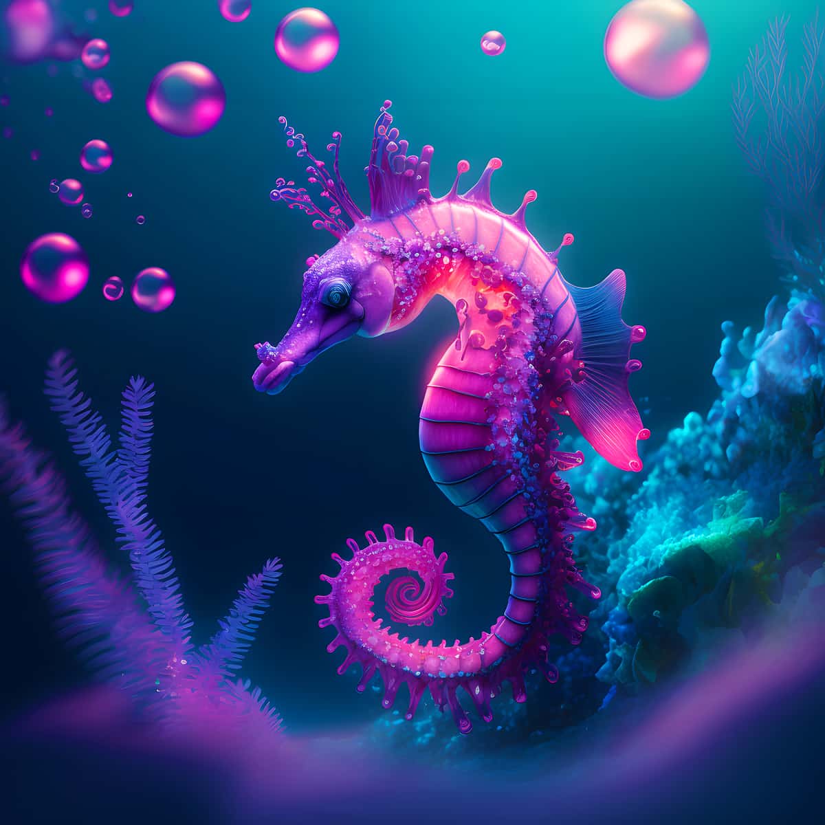 Purple Seahorse — AB Diamond Painting Kit design
