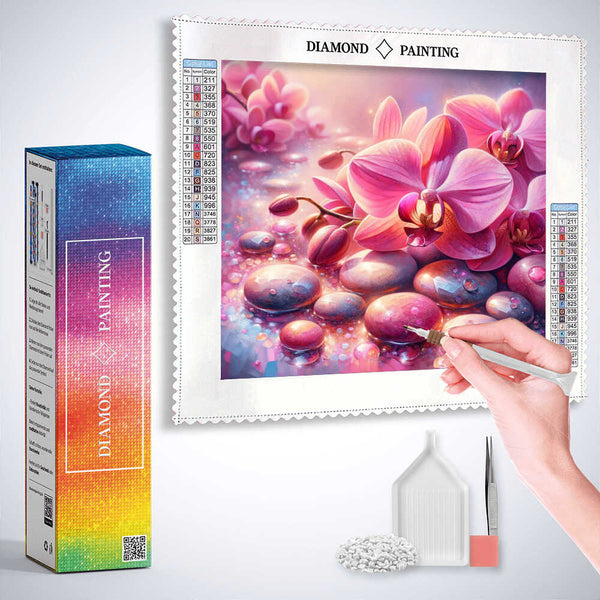 Pink Orchid Stones — Diamond Painting Kit, product view 3