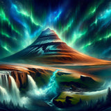 Volcano beneath the Northern Lights — Diamond Painting Kit design