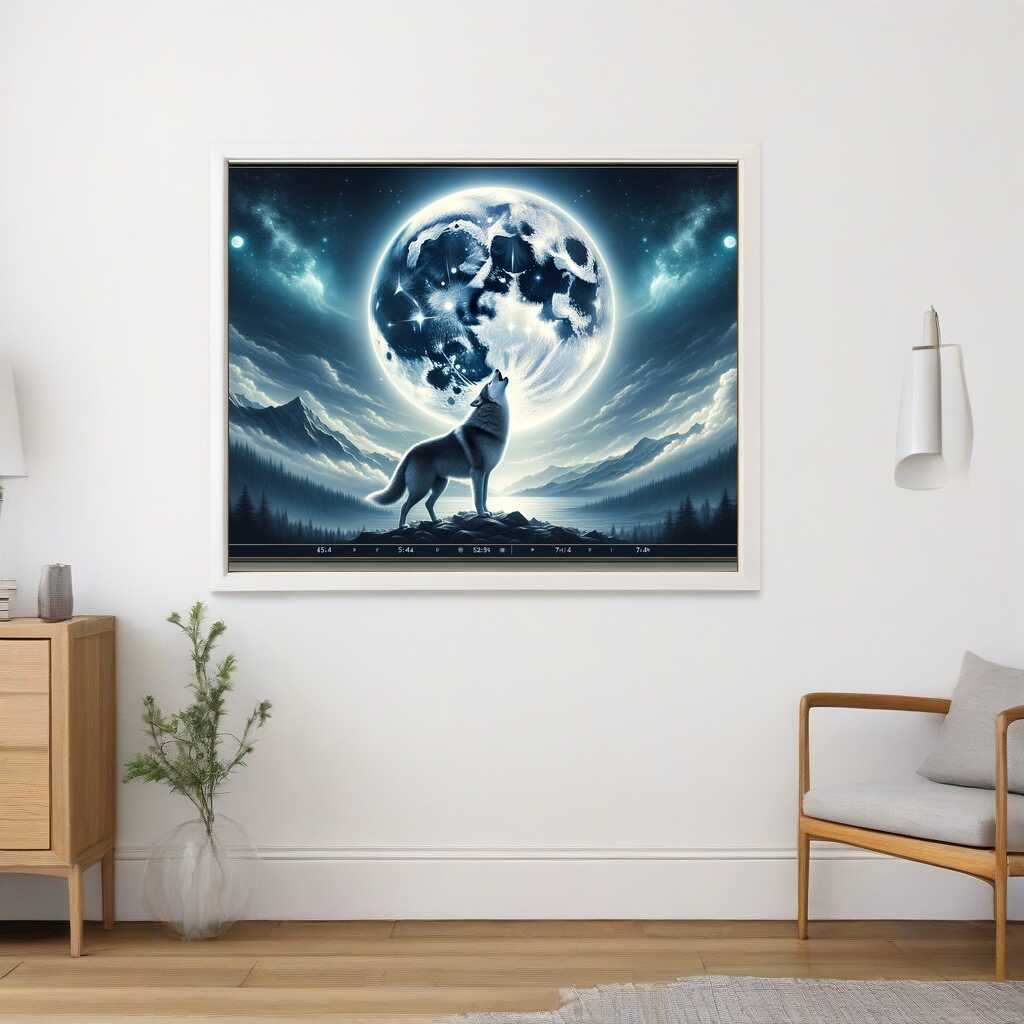 Wolf Howling at the Full Moon — Diamond Painting Kit, product view 2