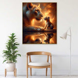 Mirror image, lioness and child — Diamond Painting Kit, product view 2