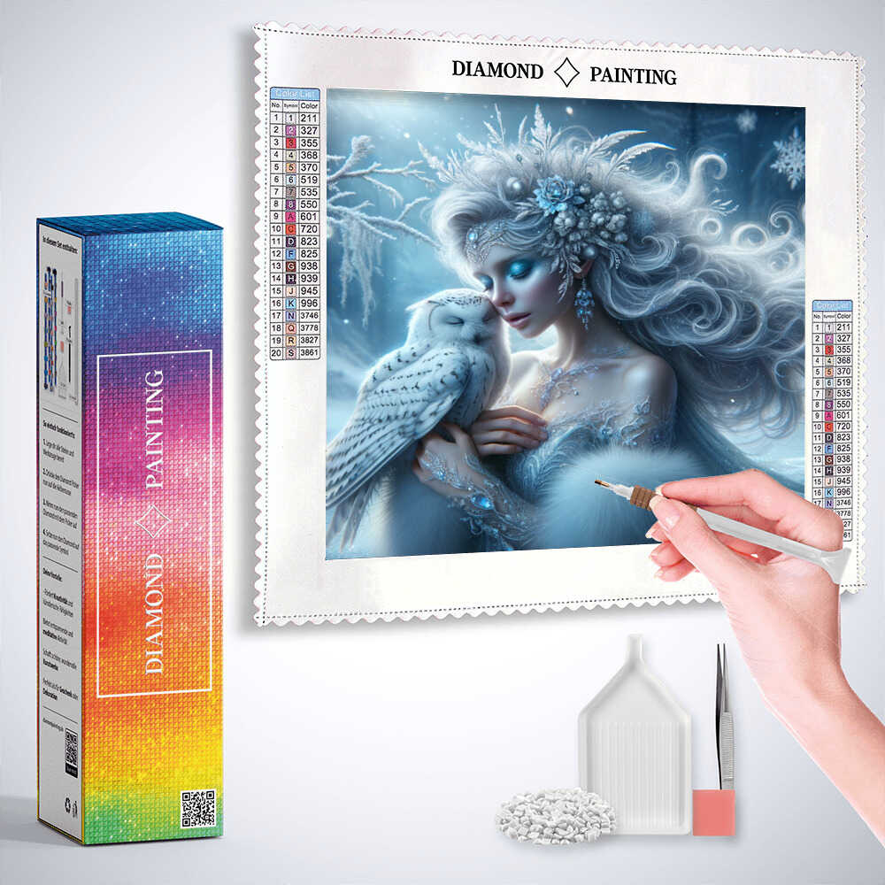 Ice Fairy with a Snowy Owl — Diamond Painting Kit, product view 3