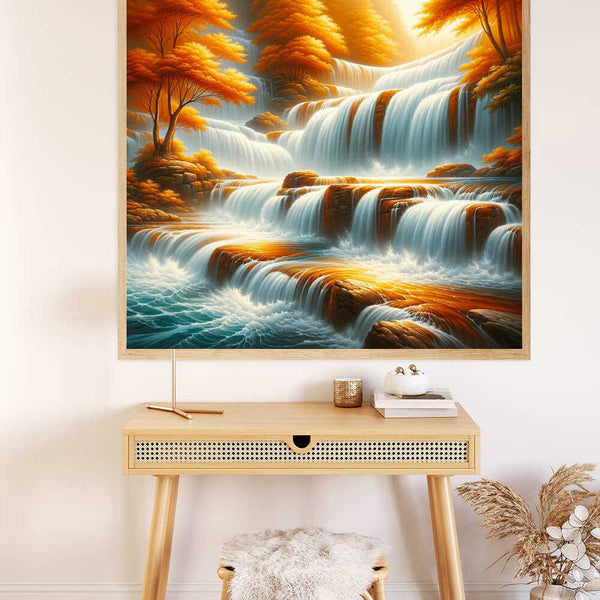 Autumn Forest Waterfall — Diamond Painting Kit, product view 2