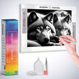 Wolf Pair in Black and White — Diamond Painting Kit, product view 3