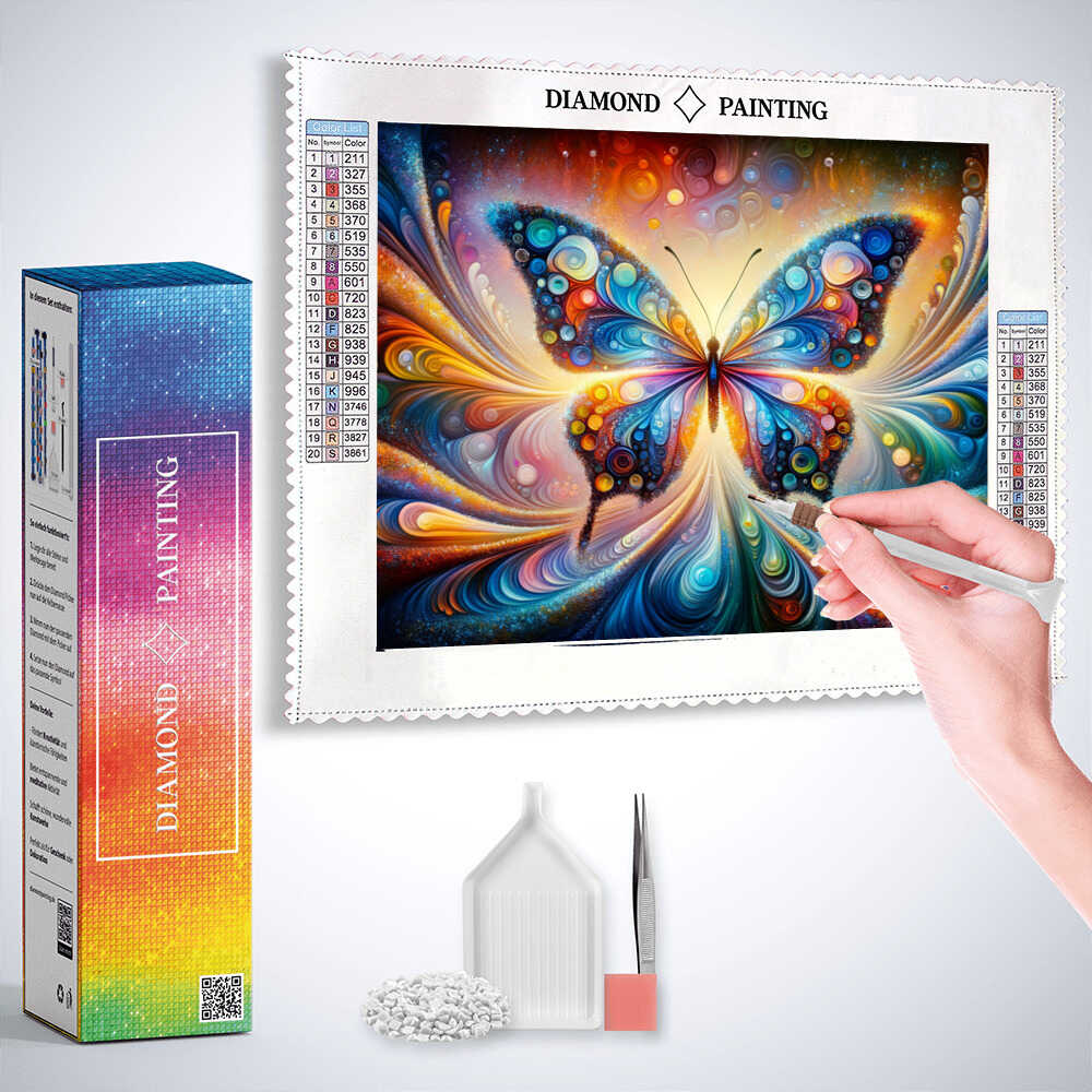 Colorful butterfly on colorful background — Diamond Painting Kit, product view 3