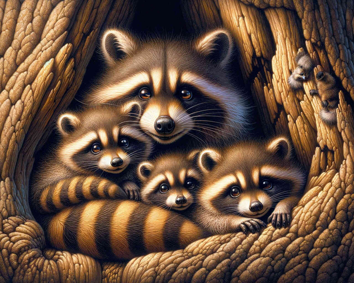 Raccoon Family — Diamond Painting Kit design