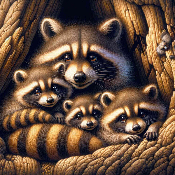 Raccoon Family — Diamond Painting Kit design