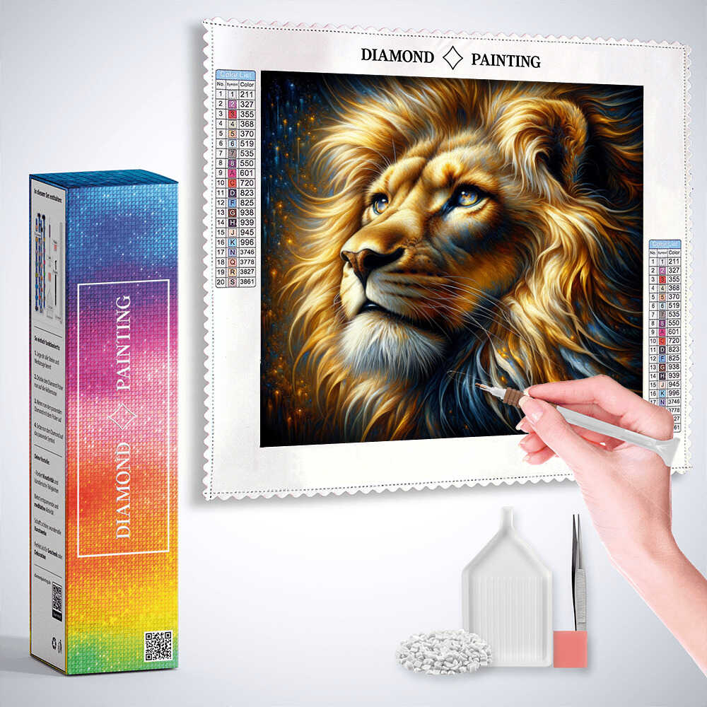 Dear Lion Portrait — Diamond Painting Kit, product view 3