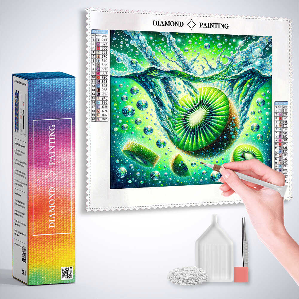 Kiwi in the water — Diamond Painting Kit, product view 3