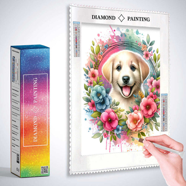 Dog flower wreath — Diamond Painting Kit, product view 3
