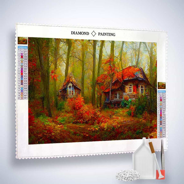 Autumn forest cottage — Diamond Painting Kit, product view 2