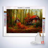 Autumn forest cottage — Diamond Painting Kit, product view 3