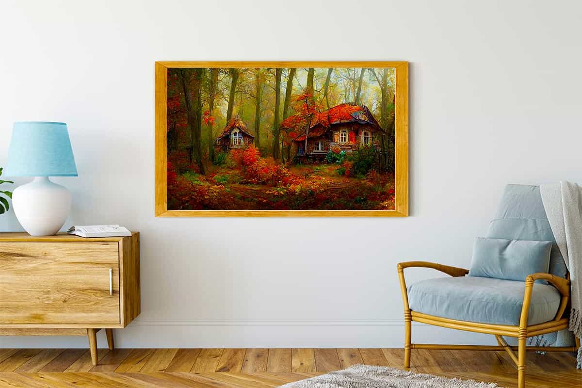 Autumn forest cottage — Diamond Painting Kit, product view 4