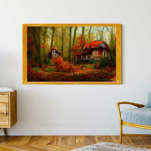 Autumn forest cottage — Diamond Painting Kit, product view 4