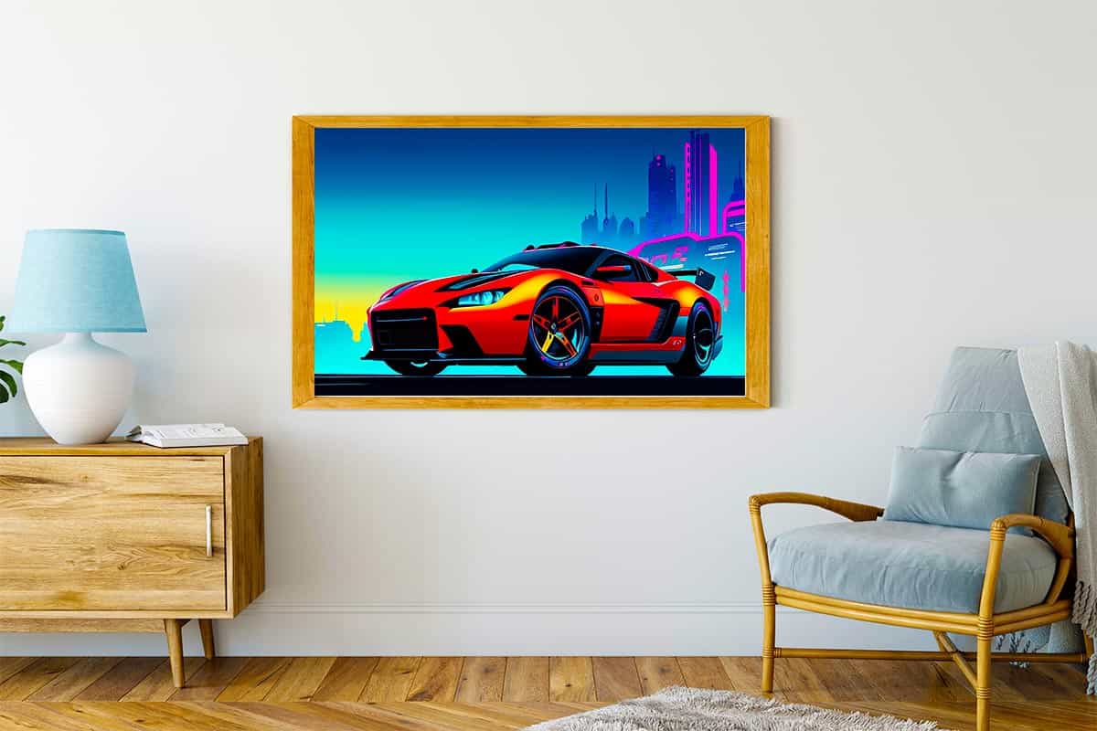 Sports Car, Orange — Diamond Painting Kit, product view 4