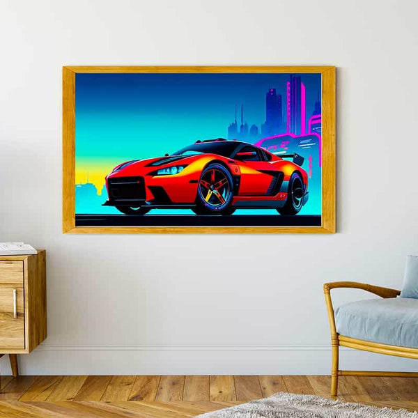 Sports Car, Orange — Diamond Painting Kit, product view 4