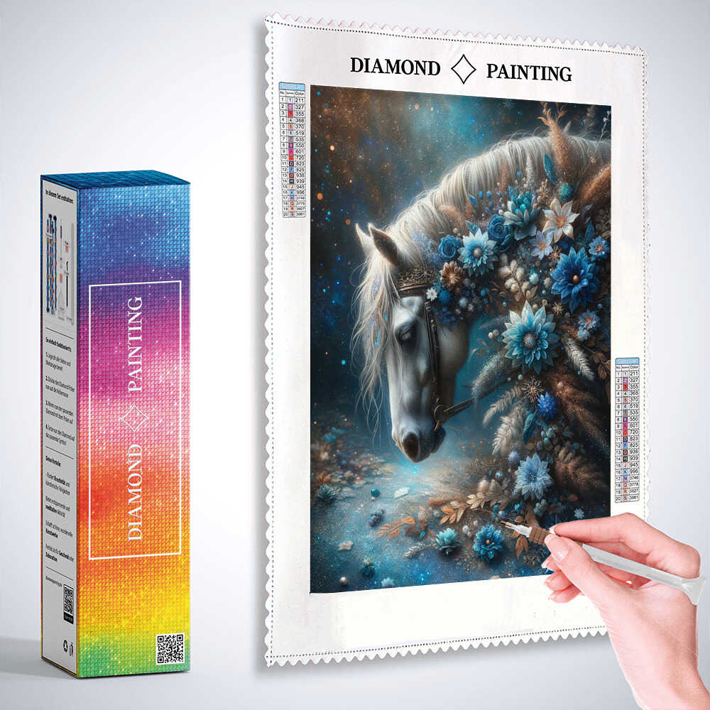 Horse with flowers — Diamond Painting Kit, product view 3